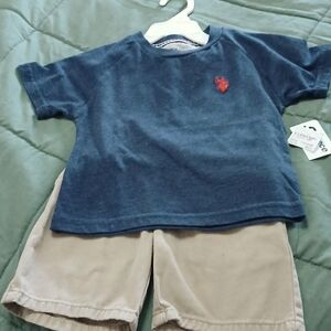Us polo assn. 2 piece shirt and shorts set 2t